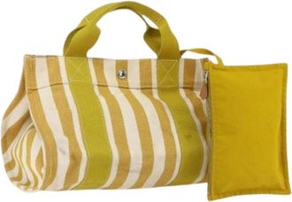 Herm&egrave;s Pre-owned Vintage Canvas Tote - Dames - Vintage Shopper - Geel - ONE Size - Vintage