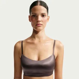 Nike Womens SKIMS Satin Shine Scoop Cami Bra in Brown | IR5083-241