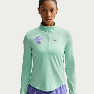Nike Womens Swift Dri-FIT UV Protection 1/2-Zip Running Top in Green | IO8741-326