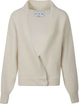 SA SU PHI Er Criss Cross Cardi Cropped Ribbed Cardigan