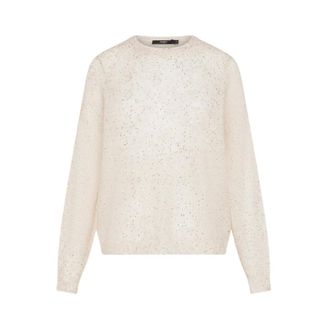 Seventy Truien & Vesten, Dames, Beige, L, Pailletten, Trui met ronde hals en pailletten