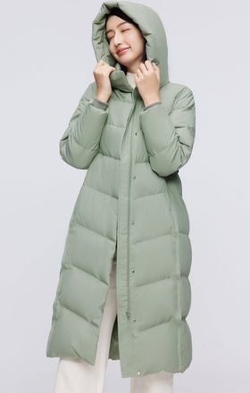 Bosideng Womens Classic Casual Full Length Down Coat - Pale Green - Size 10 UK