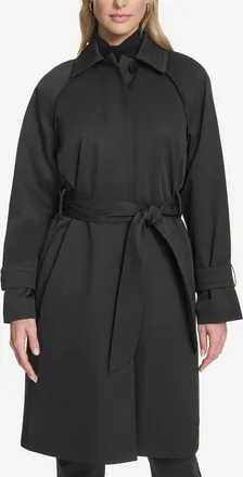 Cole Haan Womens Twill Trench Coat - Black Size Medium
