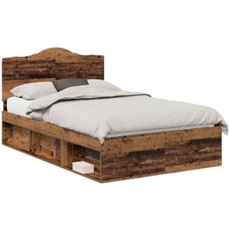 vidaXL Bed Frame with Headboard Old Wood 135 x 190 cm Solid Pine Wood vidaXL