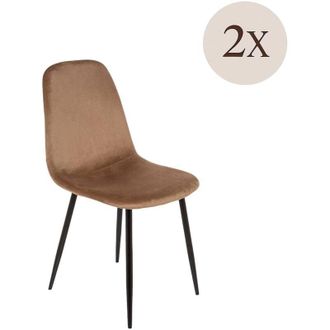 Dmora Juego De 2 Sillas Arter, Sill&oacute;n Tapizado En Terciopelo, Silla De Comedor Tapizada, Asiento De Reuni&oacute;n, 45 X 56 H 87 Cm, Beige