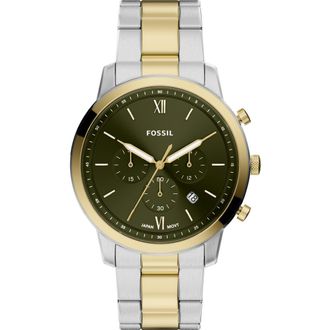 Fossil Neutra Chronograph Two-Tone Bracelet Watch, 44mm in Green/two Tone at Nordstrom