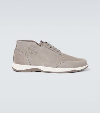 Berluti Echapp&eacute;e Scritto Mid Top suede Derby shoes