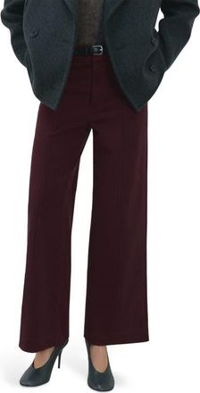 Mango Seamed High Waist Wide Leg Jeans in Wine at Nordstrom, Size 10