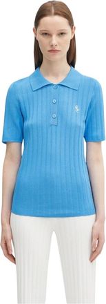 Sporty & Rich Tops, Dames, Blauw, S, SRC Ribbed Polo