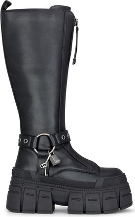 Buffalo GOSPHER BIKER HI - Womens Black Platform Knee-High Boots