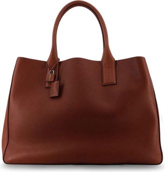 Tom Ford Hammered Leather Handbag With Engraved Logo On The Front