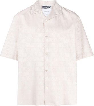 Moschino logo-jacquard cotton shirt - men - Cotton - 38 - Neutrals
