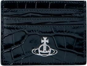 Vivienne Westwood Kaarthouder van reli&euml;fleer - Dames - Portefeuilles - Zwart - ONE Size - Leer - Accessoires