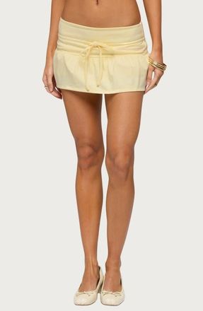 Edikted Yelena Tiered Miniskirt in Yellow at Nordstrom, Size X-Small