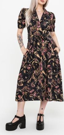 Disturbia Dionaea Button Up Midi Shirt Dress in Black at Nordstrom, Size 10