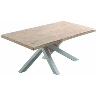 Home Heavenly Home Heavenly - Mesa Comedor Industrial Gael, Madera De Roble Y Patas Metal Cruzadas. 180 X 100 Cm Color: Roble Nordish - Blanco