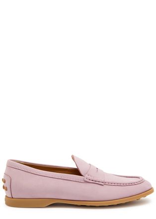 Tod's Gomma Leggero Nubuck Loafers - Mauve - 41 (IT41 / UK8)