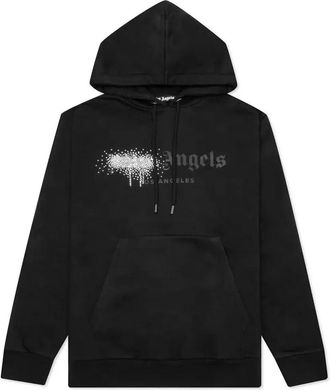 Palm Angels Fw22 Rhinestone Sprayed Hoodie Black PMBB003F22FLE0011010