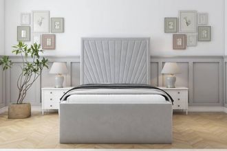 Sloomy Somerset Plush Frame-Mattress - 50 Upholstered Headboard in Silver | Size: Small Single