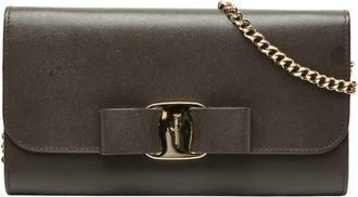 Ferragamo Brown Leather Chain/Shoulder Wallet (Pre-Owned)