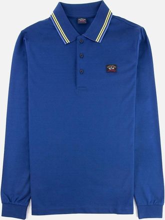 Paul & Shark Mens Paul And Shark Tipped Longsleeve Polo Shirt Blue - Size: 38