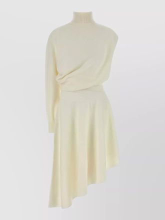 Alaia wool dress asymmetric hem long sleeves