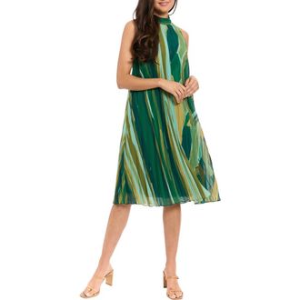 London Times Sunburst Pleated Trapeze Dress in Holiday/Rolling Hills at Nordstrom Rack, Size X-Small