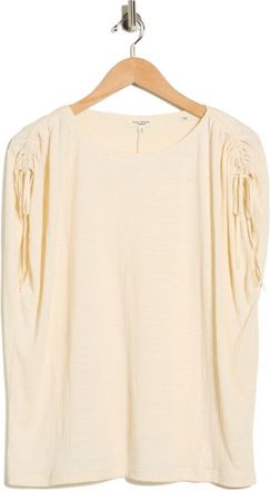Max Studio Ruched Shoulder Crinkle Knit Top in Eggshell at Nordstrom Rack, Size 3X