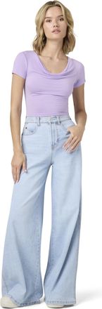 Florence By Mills Womens Total Softie Denim Wide Leg Jeans, Light Wash, 8