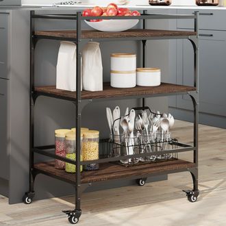vidaXL Vidaxl - Carrito De Cocina Madera Ingenier&iacute;a Marr&oacute;n Roble 65x40x86,5 Cm