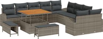 vidaXL Garden Sofa Set with Cushion with Storage 13 pcs Grey vidaXL