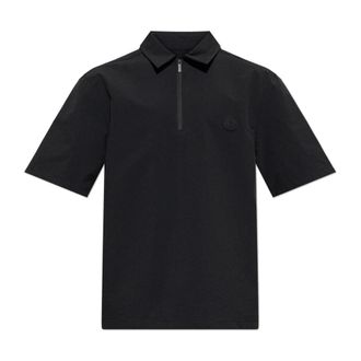 Moncler Polo Shirts, male, Black, Size: 2XL Polo Shirt with Logo Patch