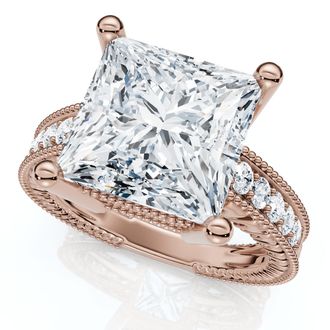 Pompeii3 Certified 4 1/5Ct Princess Cut Diamond Vintage Engagement Ring Lab Grown