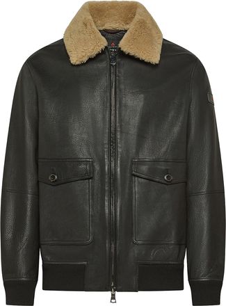 Peuterey Luxe Shearling Collar Leather Bomber Jacket