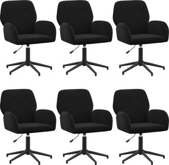 vidaXL Sillas De Escritorio Giratorias 6 Uds. 54 X 55 X 90 Cm Negro Vidaxl