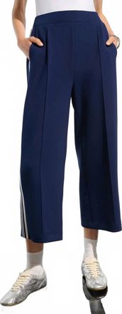 Joseph Ribkoff Striped Side Slit Culotte Pants In Indigo
