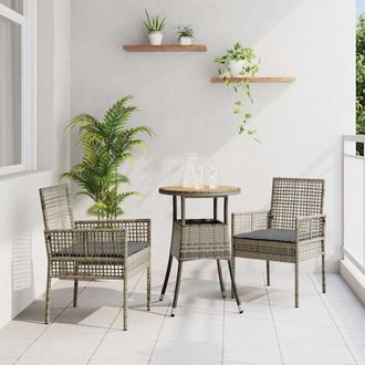 vidaXL Conjunto De Comedor De Jard&iacute;n 3 Pcs Gris Polirat&aacute;n Vidaxl