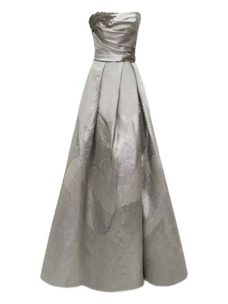 Gemy Maalouf strapless beaded corset gown - Grey