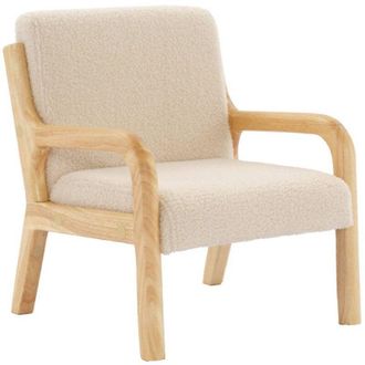 Sweeek Scandinavian childrens armchair in wood and bouclette fabric beige 45x43x50 cm - Lorens kids