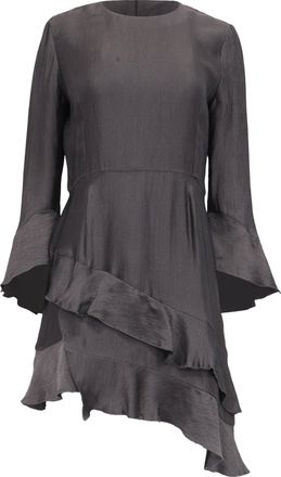 Iro Iro Asymmetric Ruffled Mini Dress in Grey Cupro