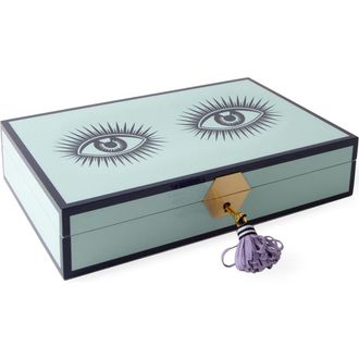 Jonathan Adler Le Wink Lacquer Jewelry Box in Light Teal /Black at Nordstrom