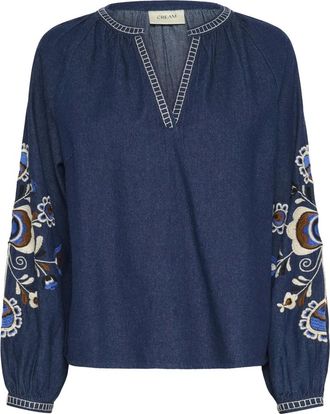 Cream Overhemden, Dames, Blauw, XS, Katoen, CRGro Blouse