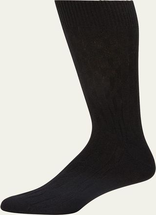 Bresciani Mens Cashmere Cable Knit Mid-Calf Socks