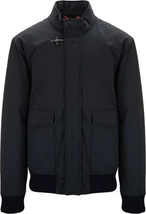 Fay Heren Automatische Knoopjas met Rits - Heren - Bomber jackets - Zwart - XL - Wol - Jassen
