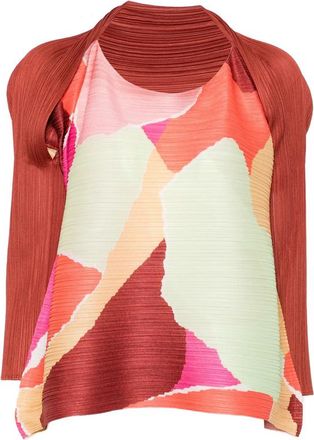 Pleats Please Issey Miyake Pleated Abstract-print Top