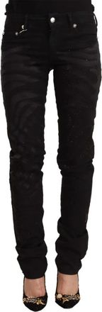 Just Cavalli Elegante Zwarte Versierde Slim Fit Jeans - Dames - Skinny Jeans - Zwart - W24 - Katoen - Jeans