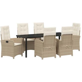 vidaXL Conjunto De Comedor De Jard&iacute;n 7 Pcs Beige Rat&aacute;n Sint&eacute;tico Vidaxl