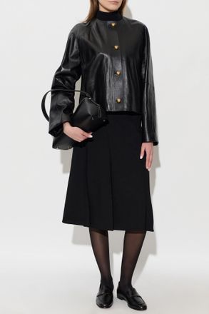 Max Mara Bouquet Leather Jacket, Womens, Black