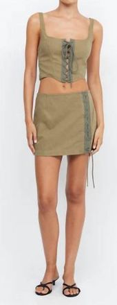 Bec&bridge Remi Corset Top In Spliced Khaki