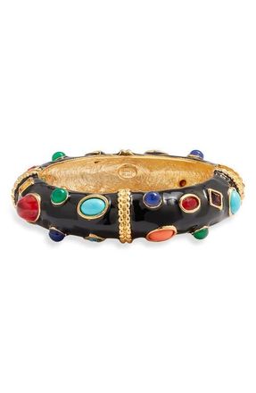 Kenneth Jay Lane Studded Enamel Bangle in Black at Nordstrom